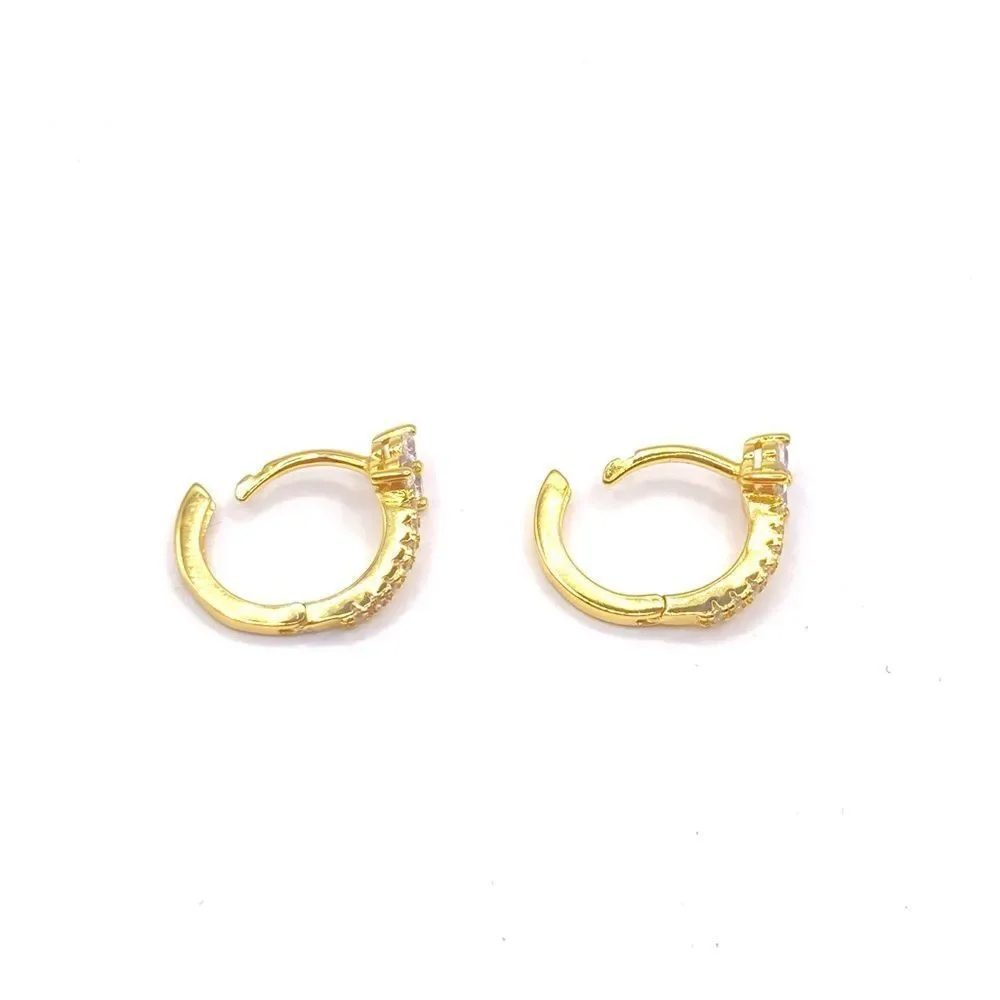 Gold Cubic Zirconia Huggie Hoop Earrings